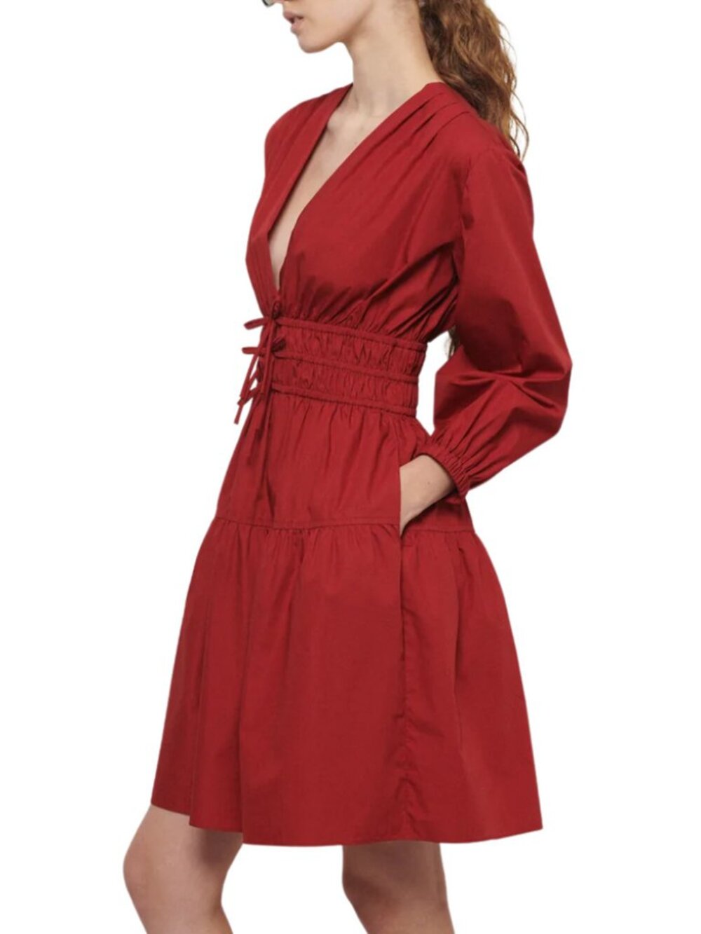 $450 Derek Lam 10 Crosby Emma V-Neck Dress in Merlot Size 8 NWT